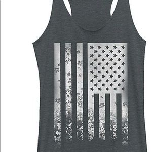 Fifth Sun Heather Charcoal Flag Racerback tank -Juniors Size Small